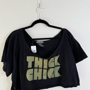 Black Graphic Crop Top